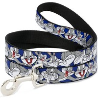 "Dog Leash Bugs Bunny CLOSE-UP Poses Blue Wide 1.5\" (Us Import)"