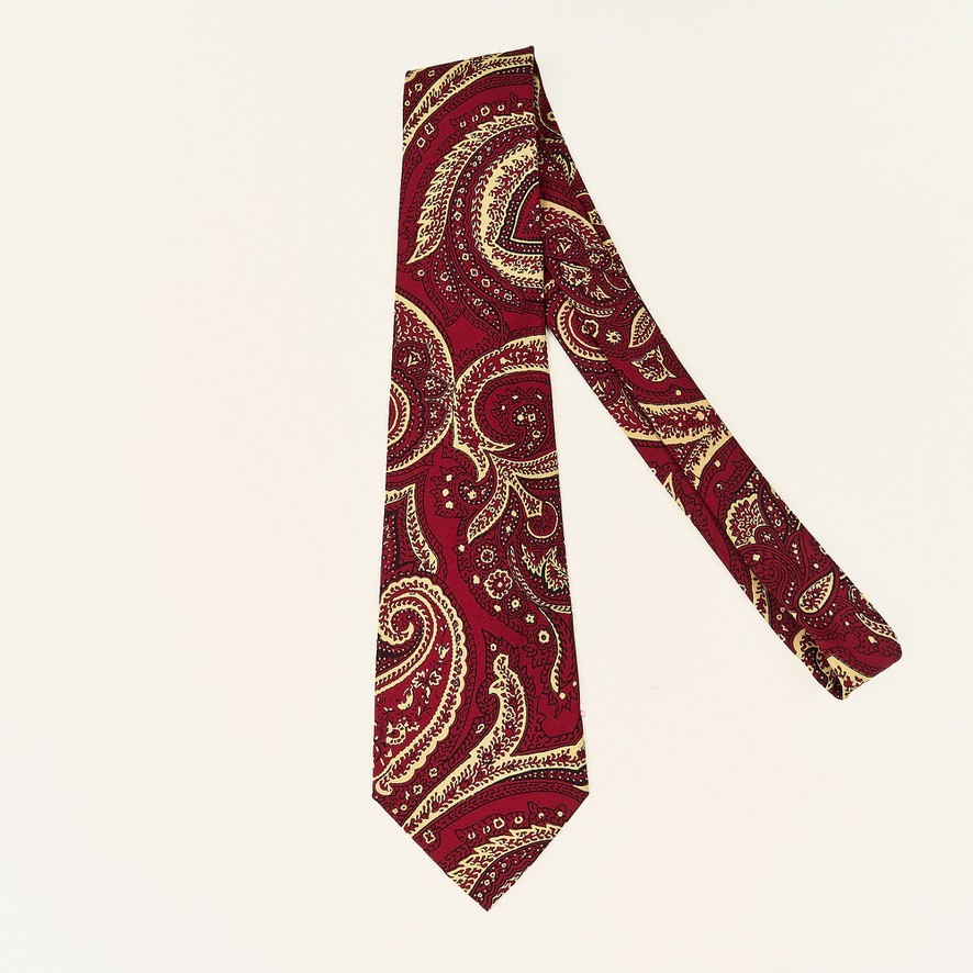 Vintage Polo Ralph Lauren Silk Tie Red Paisley Geometric Made in USA 3.5" x 56”