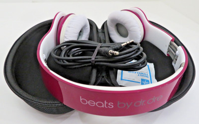 Beats by Dr. Dre Solo HD On-Ear Headphones  Wired Pink/Burgundy Good Condition
