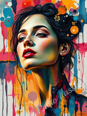 Foto A4 Portrait Frau Street Art Poster Kunstdruck Deko (4044)