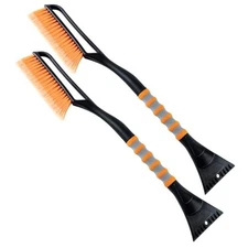 2 Pack 27" Snow Brush and Ice Scrapers for Car Windshield, Detachable Orange