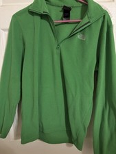 The North Face Pullover Mens Medium Green Fleece Quarter Zip Outdoor Hiking Top