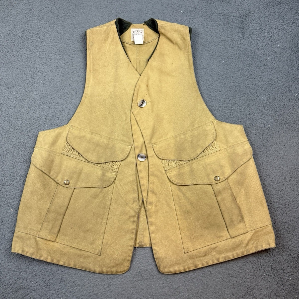 Vintage Filson Tin Cloth Upland Hunting Vest Mens Large Brown 31