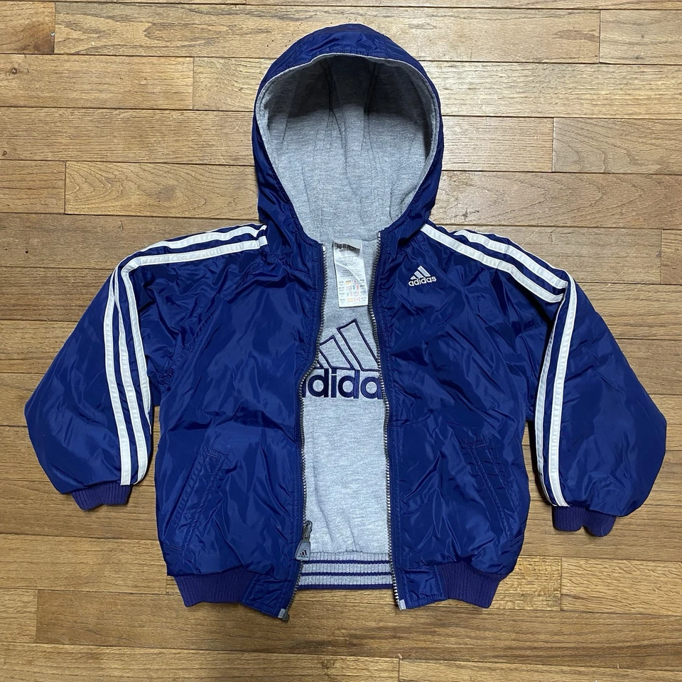 Chaqueta Adidas Vintage Años 90 Reversible Niños Gris/Azul Marino Talla M/5 Foto 2 de 4