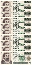 Nicaragua 1/2 Cordoba, 1992 ND, P-172, UNC X 10 PCS