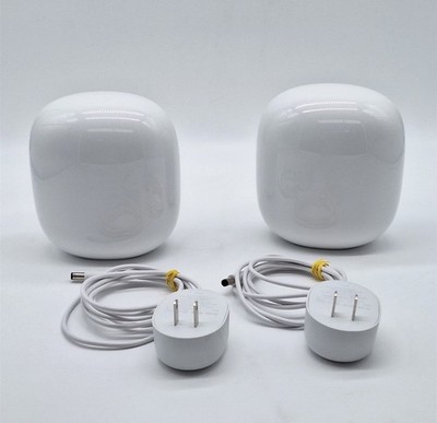 Google Nest Wifi Pro Wi-Fi 6E Mesh System - Snow Model G6ZUC Lot Of 2