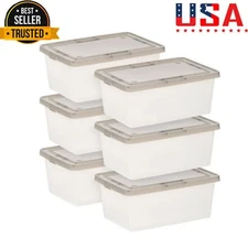 14.5 Qt. Stackable Box Plastic Storage Bins Container Organizer w/Lid Set of 6