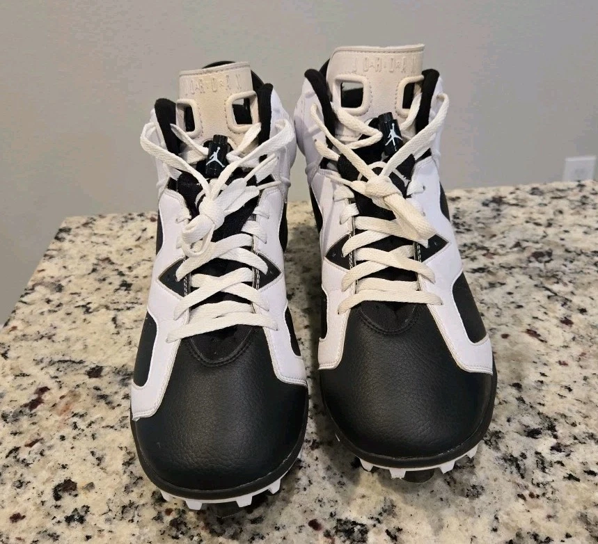 Chuteiras de futebol masculinas retrô Air Jordan 6 Oreo preto/branco tamanho 10.5 (645419-110) - Imagem 2 de 4