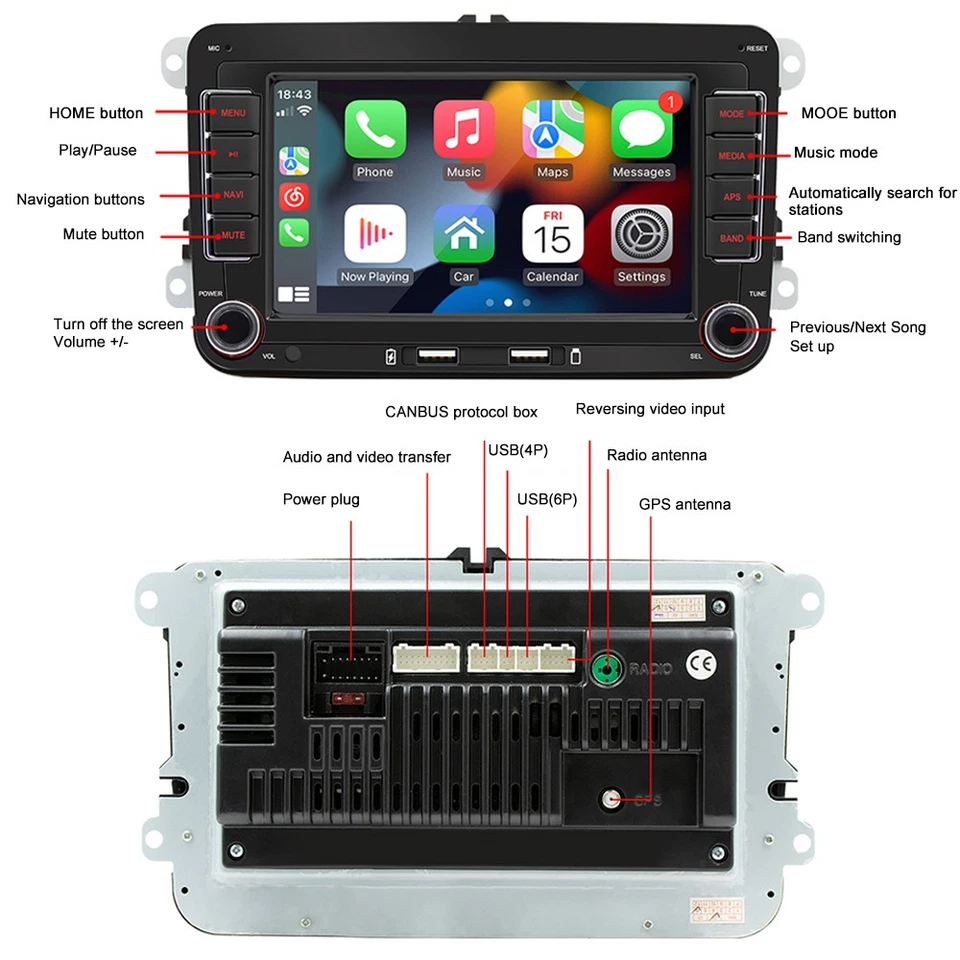 Für VW Polo 6R 6C V 2009-2017 GPS Navi Wifi Autoradio 2+64GB Android Carplay - Bild 3 von 4
