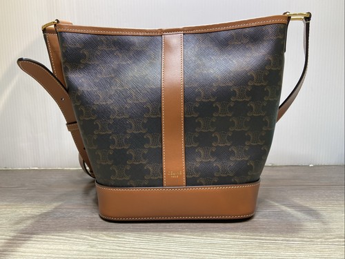 Celine Small Bucket in Triomphe Canvas and Calfskin