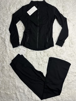 Lululemon Women's Black Tracksuit Set Size 2 Athletic Fit Jacket & Pants