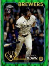 Oliver Dunn 2024 Topps Chrome Green RayWave Rookie RC 93/99 Milwaukee Brewers