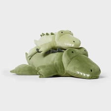 Alligator and Baby Weighted Plush Kids' Throw Pillow Green - Pillowfort