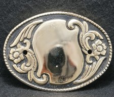 WL01163 AMAZING VINTAGE 1970s FLORAL ARTWORK UNISEX GOLDTONE BELT BUCKLE