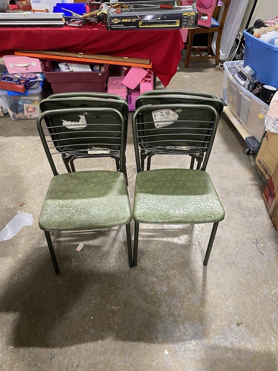 Cosco Vintage 1950s Gate Leg Folding Chairs Set of 4 Rare Green