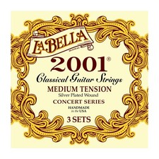 La Bella 2001 Medium Tension Silver-Plated wound Classical Guitar String - Pa...