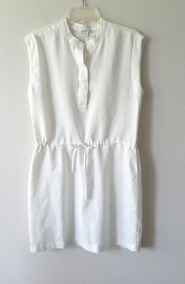 Standard James Perse Size 2 M Linen White Cinch Waist Shirt Dress Tunic