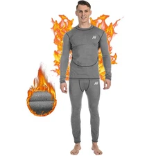 Men's Fleece Thermal Underwear Set Long Johns Base Layer Top&Bottom Winter Warm
