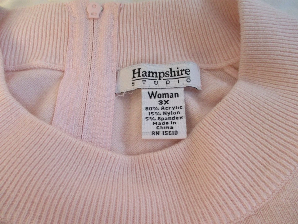 Hampshire Studio Sweater Women's 3XL Pale Pink 1/4 Zip Acrylic Faux Cashmere * - Image 3 of 4