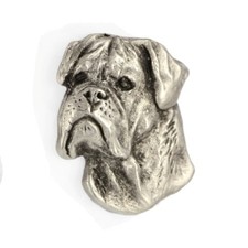 Bullmastiff I  - Versilberte Hundebrosche, elegante Anstecknadel, Jackenreverssc