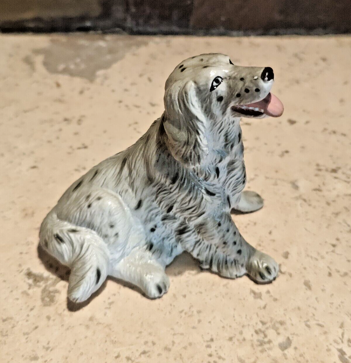 NEW-RAY English Setter Dog Novelty 1988 Vintage Collectible Rubber Toy Figurine