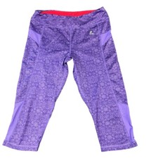 RBX Leggings Women Medium Purple Floral Capri Athleisure Athletic Yoga Workout