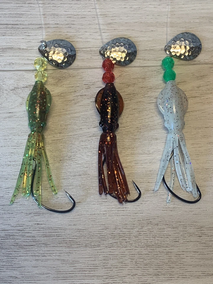 B2鱿鱼手工绑Fluke假发。 Fluke,比目鱼,海贝斯,条纹 — 第 3/4 张图片