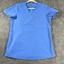 Figs scrub top women's XS technical collection blue short sleeve poly rayon