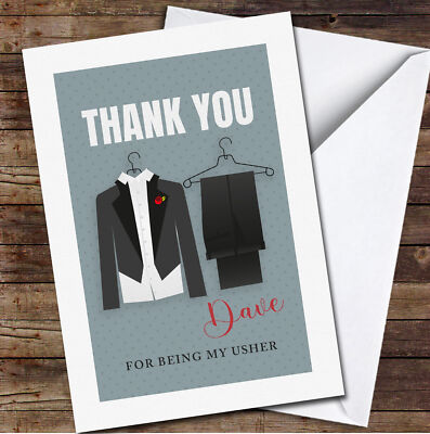 Hochzeitsanzug Thank You Being My Usher gepunktet personalisierte Karte