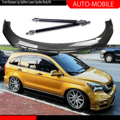 For Honda Pilot 2003-2023 Carbon Fiber Style Front Bumper Lip Spoiler Strut Rods