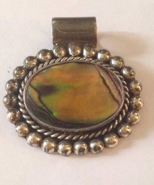 Vintage Heavy Solid Sterling Silver Shell Beaded … - image 1