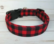 Red Black Buffalo Check mini Terri's Dog Collar custom made adjustable charming