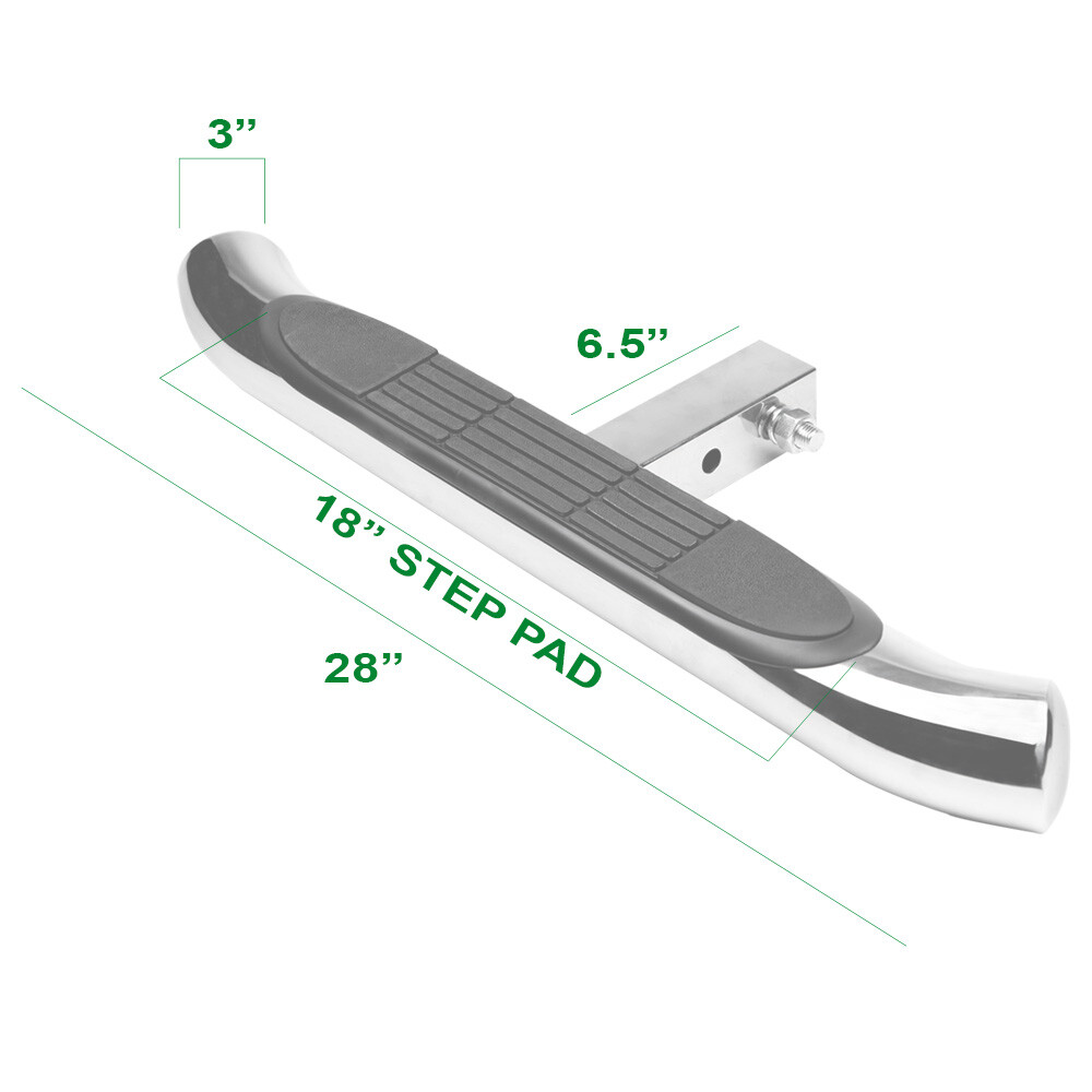 TLAPS 3" Tube Rear Trailer Hitch Step Bar w/2" Tow Receiver Chrome For Chevy T01