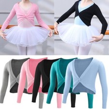 Girls Knit Ballet Dance Wrap Top Long Sleeve Bolero Shrug Sweater Gymnastic Tops