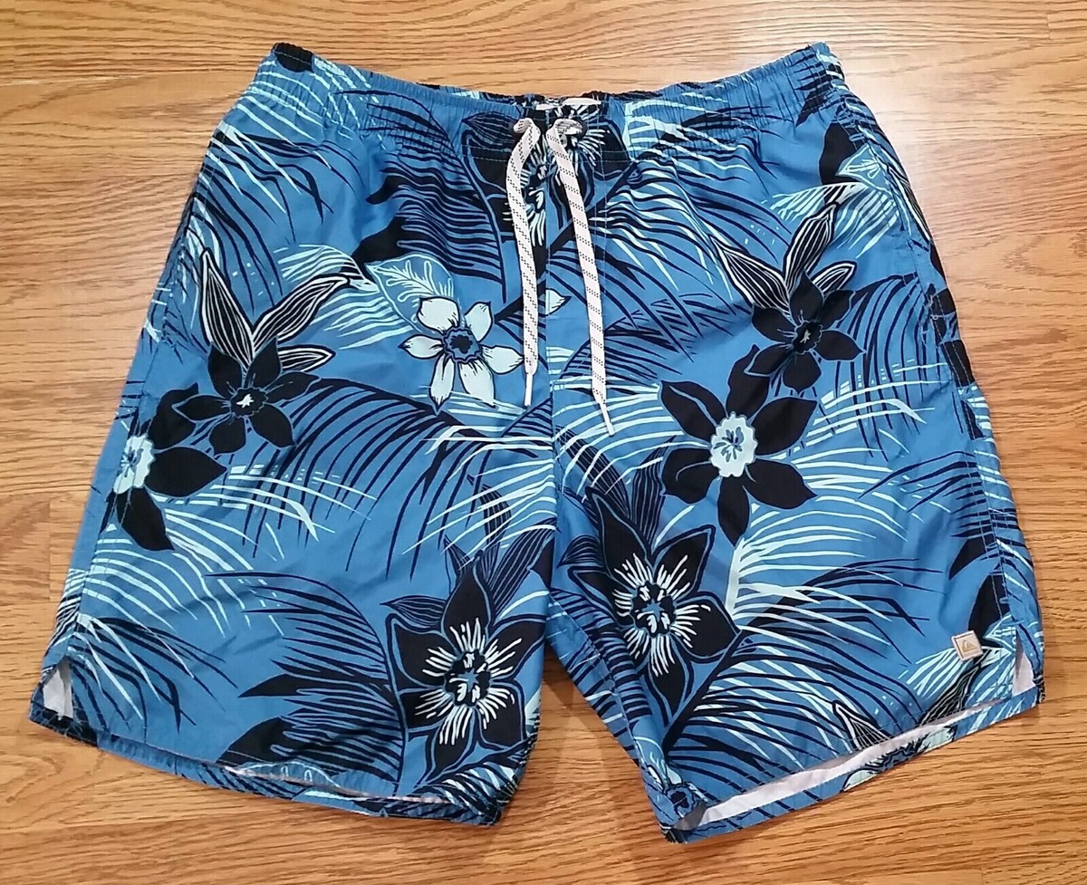 Quiksilver Waterman Collection Swim Shorts (S) Blue Color, Elastic Waist,  Liner