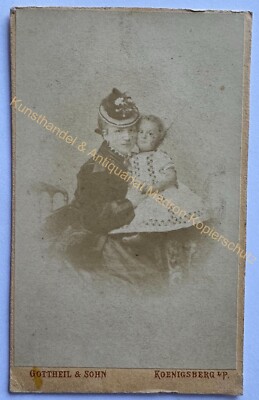 orig. CDV photo picture old child children fashion around 1875 Königsberg in East Prussia mother