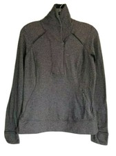 Lululemon Womens Grey Herringbone Runderful 1/2 Zip Pullover Jacket Sz 8