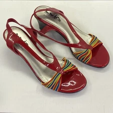 Coach And Four Reamy Red Rainbow Strappy Heel Women's 9 Sling Back