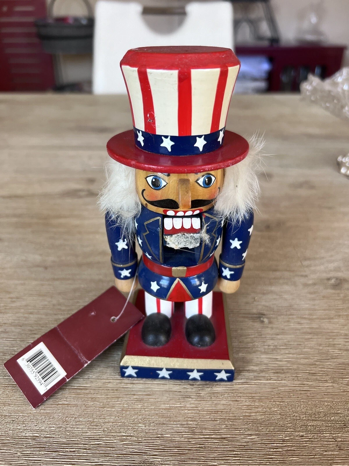 Vintage Wooden USA Uncle Sam Nutcracker Collectible 6.75” From Michael Wolfe