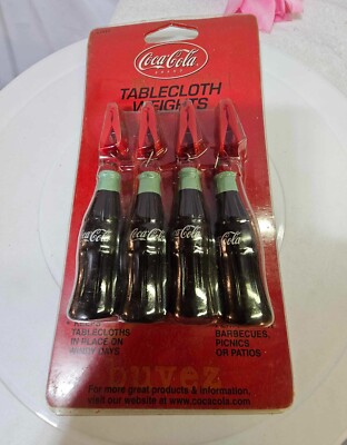 Coca Cola Bottle Shaped Tablecloth Weights Set of 4- NOS- A10