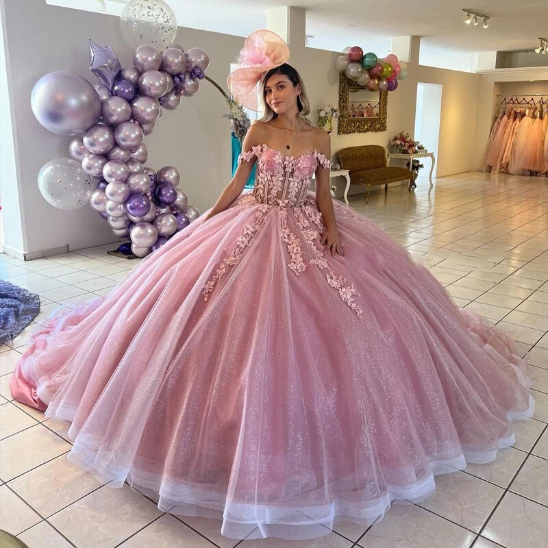 dress for 15th birthday party Pink Quinceanera Dresses 15 16 Years Old Princess Tulle Appliqued Lace Color:Customize Color Reduce Costs With Factory sky_blue Back cleavage? This can