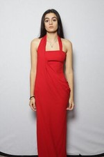 Versace Halter Scarf Corset Red Evening Dress Long Spring 2018 Sz 44 w Headscarf