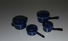 Vintage Miniature Pots and Pans 8pc set, Blue granite style color New in Package