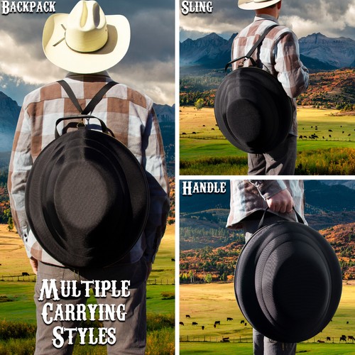 CM Cowboy Hat Case Fits Hats with Brims up to 4.75" - Hat Storage Box Only - Picture 7 of 8