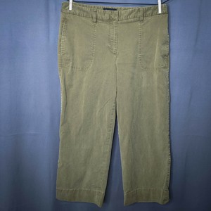 Talbots Mujer Recortada Pantalones Talla 8 Verde Militar Ancho De pierna  recta frente plano | eBay