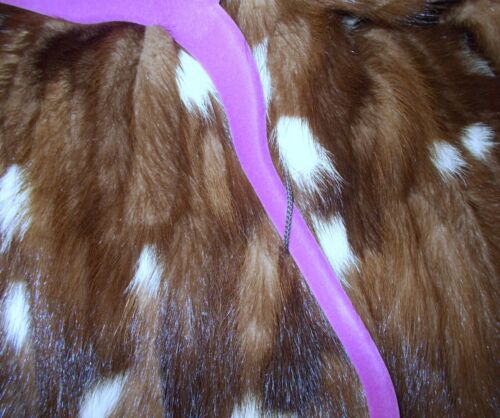 Vtg Light & Dark Honey Brown W/White Spots Ribbed Mink Fur Short Jacket Coat S/M - Picture 12 of 12