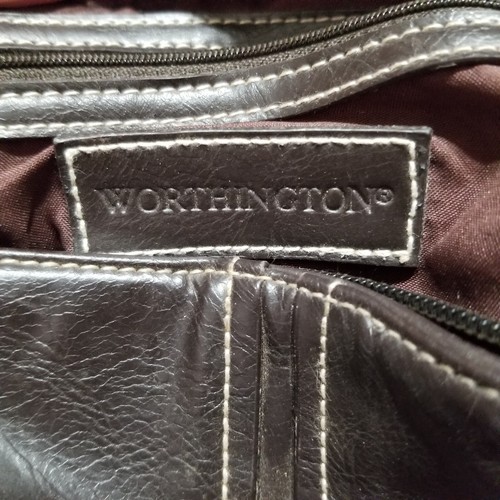 Worthington Black Leather Satchel Shoulder Bag Studded Buckle Handbag Purse Tote - Picture 5 of 5
