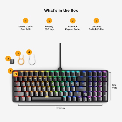 Glorious GMMK 2 Gaming Mechanical Keyboard - Hotswap Cherry Mx Style Linear - Afbeelding 6 van 7