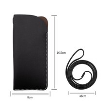 Soft Genuine Leather Simple Neck Hanging Glasses Bag Sunglasses Case Portable