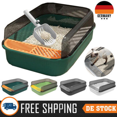 Extra hohe Katzentoilette offene Katzenklo Katzen WC mit hohem Rand Spachtel